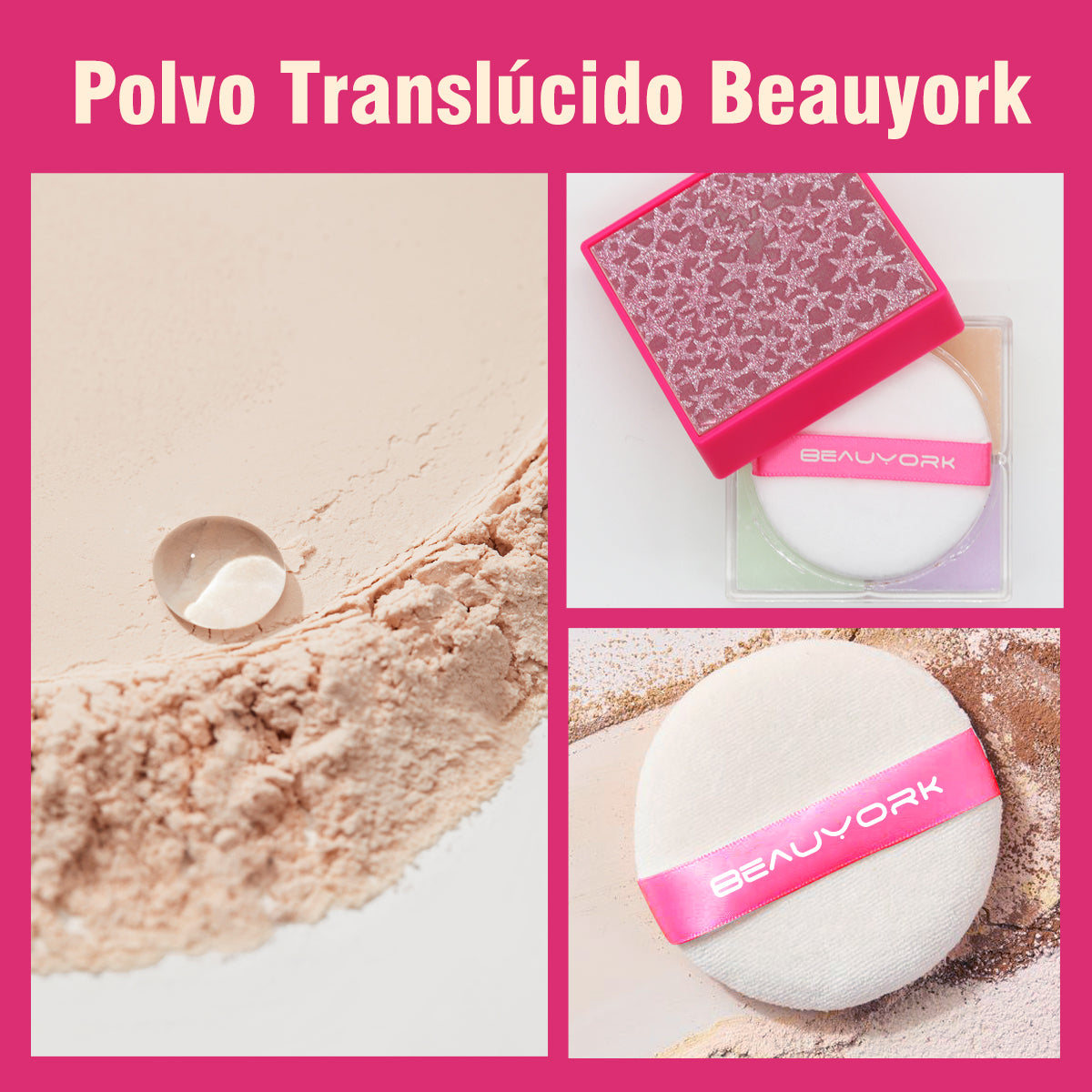 Base De Maquillaje En Polvo Beauyork Nuevo Polvo Fijador 4 Bpft02 Polvo Fijador Traslúcido 4 En 1 Tono 02 - 20ml 20g